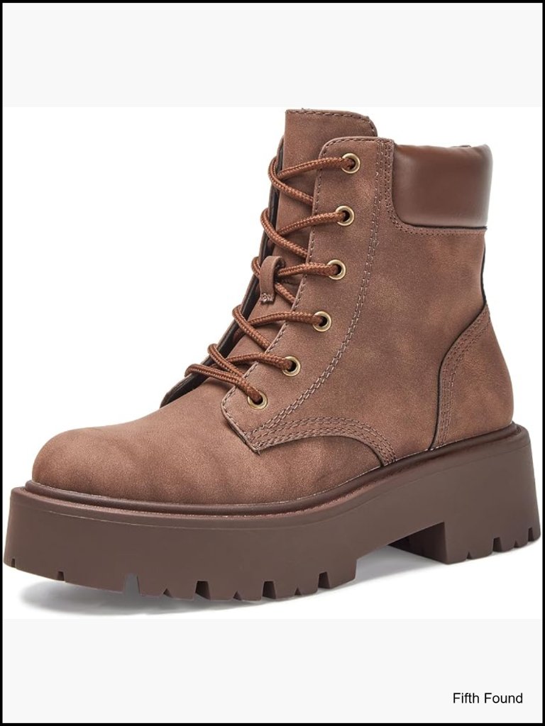 Lace-Up Combat Boots Ankle Bootie Water-Resistant Side Zip Platform Lug Sole